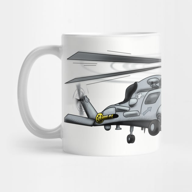 SH-60 Seahawk Military Helicopter Cartoon Illustration by hobrath